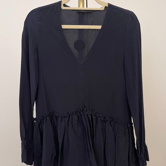 ALLSAINTS Alia 100% Silk Blouse, Navy, Size XS - Picture 2 of 7
